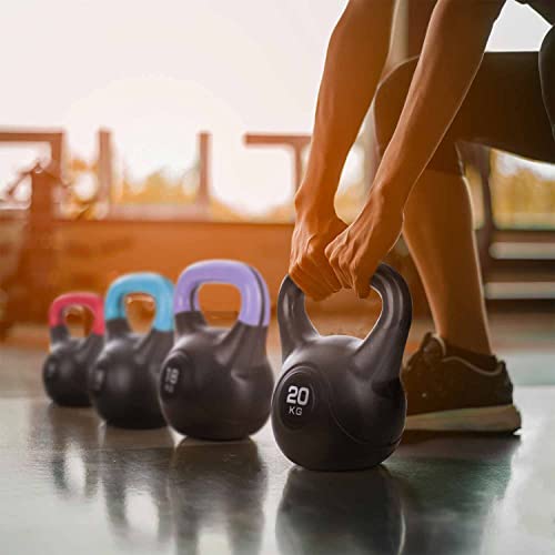 Foto von Body & Mind® Kettlebell Kugelhantel 2-20 kg - Workout Gewicht-Hantel für Kraft-Training - Profi Fitness Schwunghantel aus Kunststoff (h - 14 kg)