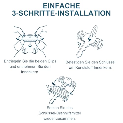 4er Set Schlüsseldrehhilfe, Ergonomische Schlüsselhilfe für Senioren, hilft Menschen mit Arthritis, multipler Sklerose und schlecht beweglichen Händen, Geeignet für Frauen Männer Kinder Patienten