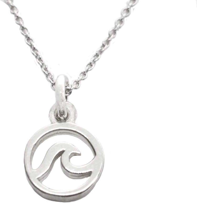 Sterling Silver Tiny Wave Charm Necklace 18"