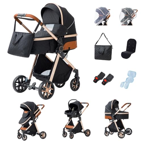 GLOKID Carrito bebé 3 Piezas, Carro, Carrito bebé 3 en 1, Silla Paseo, Sistema de viaje, Plegable, neumáticos de caucho, Con accesorios, Góndola, Adaptateurs, 25 kg (LV9 Negro) GLOKID Carrito bebé 3 Piezas, Carro, Carrito bebé 3 en 1, Silla Paseo, Sistema de viaje, Plegable, neumáticos de caucho, Con accesorios, Góndola, Adaptateurs, 25 kg (LV9 Negro)