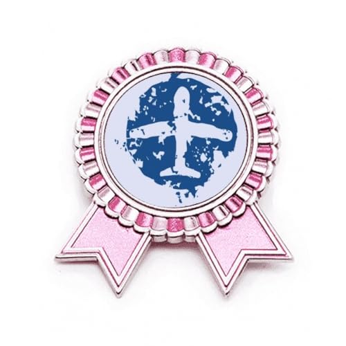 Broche rose avion bleu métal taille M accessoire mode épingle vêtement fantaisie chic originale