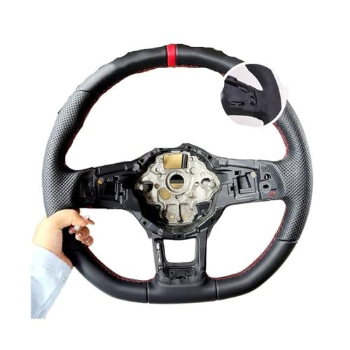 Blue 7th Generation Sport Steering Wheel DSG Perforated Leather Suitable Compatible For Volkswagen Golf 7, 7.5, Mk7, Compatible For Polo R/GTI(With hole 3)