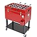 Clevr 68 Quart Qt Red Patio Cooler Ice Chest with Foosball Table Top, Portable Patio Party Bar Cold Drink Rolling Cart on Wheels with Tray Shelf,17 Gallon/ 65L Outdoor Rolling Beverage Cart