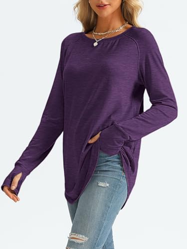 Image of AUTOMET Womens Long Sleeve Tunic Tops Crew Neck Casual Loose Fit Shirts