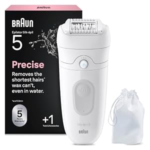 Braun Silk-épil 5 Epilierer Damen, Haarentferner für Langanhaltende Haarentfernung, Ladyshaver, Wasserdicht — Inkl. Tasche — 5-011, Weiß/Grau