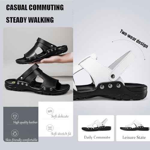 Men's Soft Leather Open Toe Sandals Slippers Comfortable Slingback Two-Wear Slip-On Slippers Summer Outdoor Non-Slip Beach Sandals2