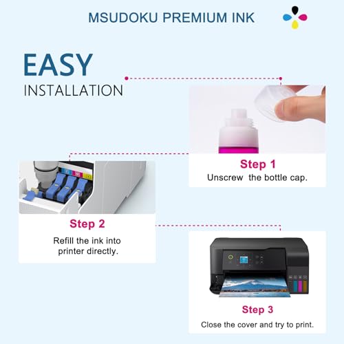 Msudoku 440ML Sublimationstinte für E104 E102 ET-2870 ET-4810 ET-4800 ET-2815 ET-2810 ET-2820 ET-2830 ET-2850 ET-2856 Drucker für Heat Transfer T-Shirts Keramik Tumbler(4 Pack)