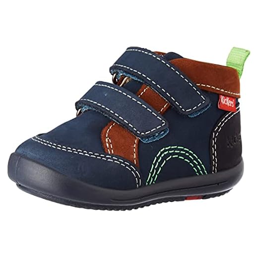 Kickers KINOP, Plat Oxford Mixte bébé, Marine Marron Tricolore, 26 EU