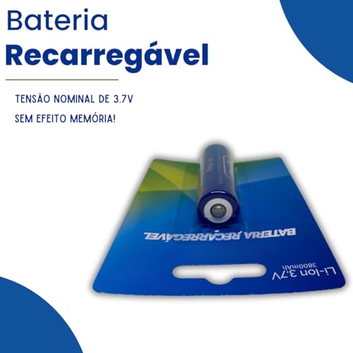 Bateria Recarregável 3.7V 3800mAh Ideal para Lanternas e Equipamentos Portáteis