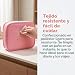Imagen de Organizador Esmaltes Uñas Neceser Maquillaje Viaje con 30 Compartimentos Extraíbles Maletín Cosméticos Rosa Poliéster Estuche Compacto Mujer con Tapa Transparente Doble Cremallera para Tocador Viajes