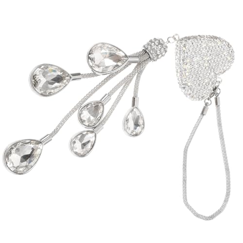Pendentif de rétroviseur de voiture en cristal blanc de cœur, ornement intérieur léger