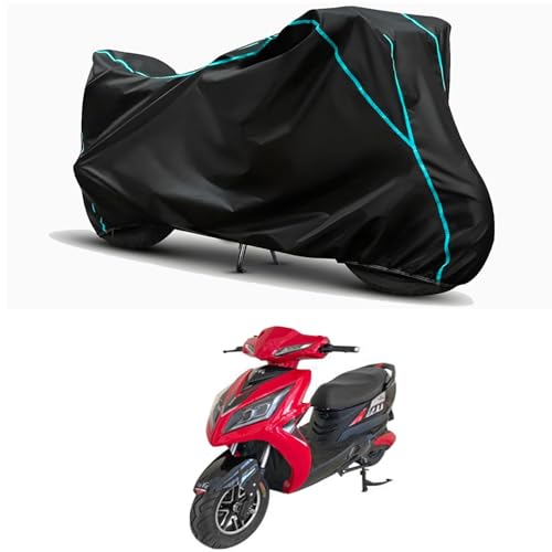 Image of Waterproof Bike Body Cover Compatible for | EeVe Atreo STD | Taffeta Fabric, Sky Piping Design, Bottom Elastic Fit | Dustproof, Sun UV & Rain Protection for All Weather.