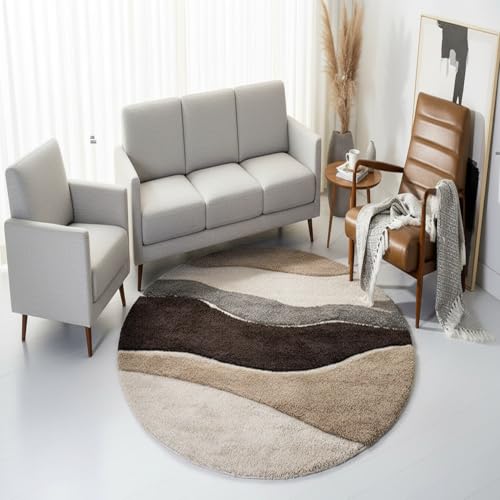 Image of Vintage Threads (New Leher 4x4 Ft Shaggy Carpet for Living Room & Bedroom | Ultra Soft Plush Long Pile Rug | Thick Fluffy 3D Modern Floor Carpet | Cozy Luxury Home Decor Rug