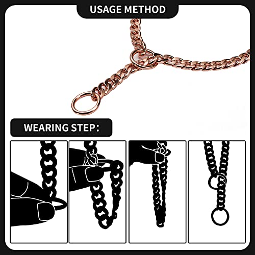 Stainless Steel P Chock Metal Chain -JYHY Dog Necklace Collars Walking Training Pet Supplies for Small Medium Large Dogs (20" (Neck Fits 16"-18"), Rose Gold-1) by JYHY - Used condition - Image 4
