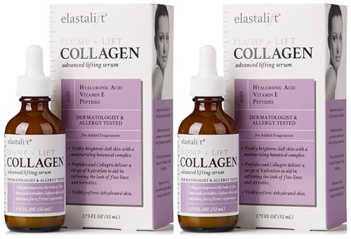 Elastalift Collagen Facial Serum Lifting, Plumping, Firming Collagen Serum For Face Improves Elasticity, Evens Skin Tone, Plumps, & Lifts Sagging Skin, Non-Greasy Wrinkle Serum, 1.75 Fl Oz, 2-Pack