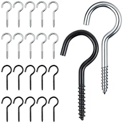 AiQInu Ganci a Vite 40mm, 20 Pezzi Ganci Avvitabili in Acciaio Inox per Lampade Chiavi Tazze da Tè e Altri Ornamenti (Nero, Argento)