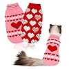2 packs valentines day cat sweater pullover with heart love pattern knitted valentines pet clothes turtleneck for cat puppy small dog soft kitty sweater pet lapel puppy valentine sweater s  urban country home decor