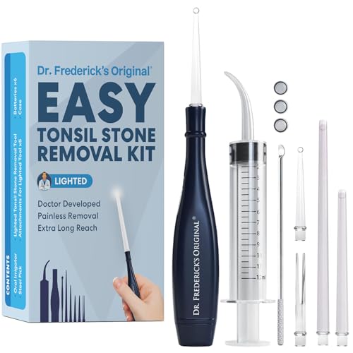 Dr. Frederick’s Original Easy Tonsil Stone Remover Kit - Fast Painless Tonsillolith Removal Tool - Fight Bad Breath - Pick and Oral Irrigator - 8 Pieces