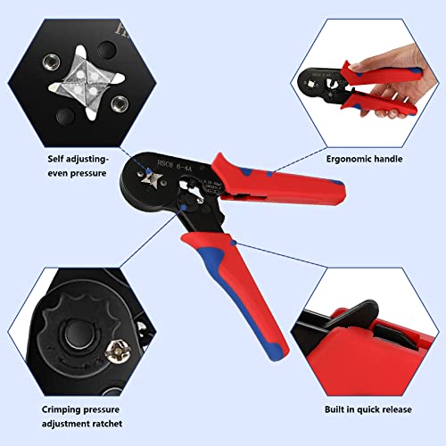 Miiepls Crimpzangen Aderendhülsen Set, Kabelschuhe Set mit Zange 1250 Stück, Kabelschuhzange Crimpzange, Presszange, Aderendhülsen Zange 0,25-10 mm² Ergonomischer Griff Crimp Tool