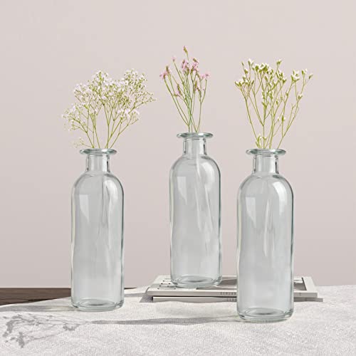Clear Glass Bud Vase, 20 Pack 8 Oz Living Bud Vases, Small Vases For Flowers, Decorative Amber Bottles For Table Centerpiece, Home Decor, Office, Wedding Reception, Vintage Style #TOP3