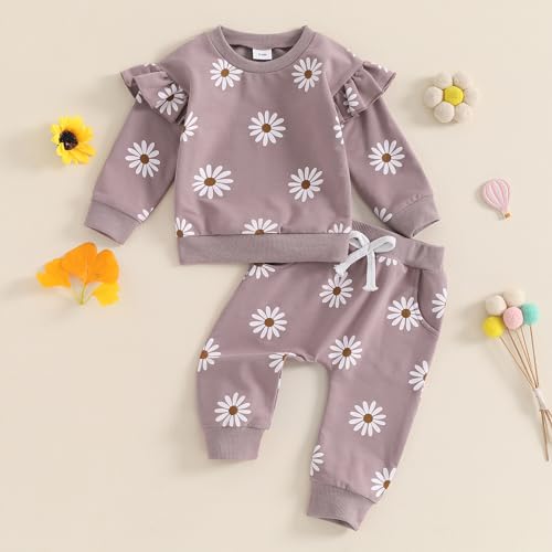 Karwuiio Toddler Baby Girl Clothes Baby Girl Fall Outfits Long Sleeve Sweatshirt Tops Long Pants Set Infant Girl Clothes2