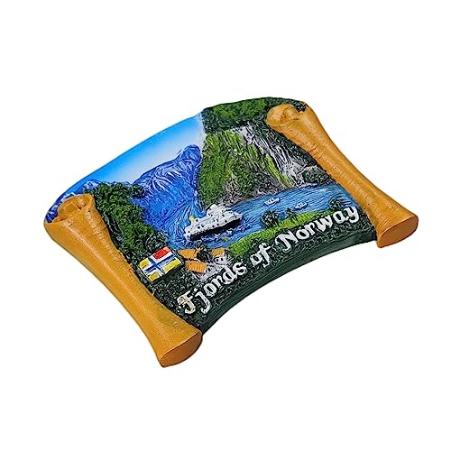 Imán decorativo de resina Fjords of Norway 3D miniatura 3