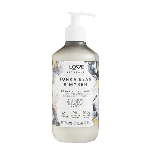 I Love Naturals Tonka Bean & Myrrh Hand & Body Lotion, Essential Oils Of Patchouli & Myrrh, Crafted With Ingredients Such as Shea Butter, 500ml