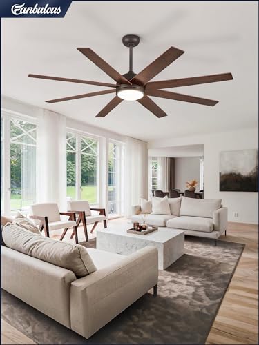 Fanbulous 65 Inch Ceiling Fans with Lights and Remote, Walnut Indoor/Outdoor Ceiling Fan with Quiet Reversible DC Motor, 6 Speeds, 3CCT, 8 Blades Large Ceiling Fan for Living Room Bedroom Patio thumbnail 8