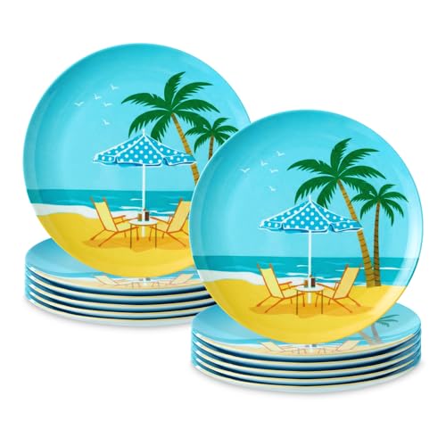 12-Piece Beach Scene Plates