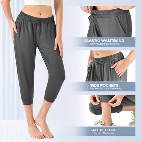 Image of CADITEX Womens Joggers with Pockets,Stretch Active Drawstring Sweatpants Women for Travel Workout Running