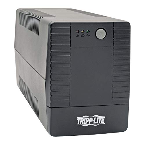 Tripp Lite 600VA UPS Battery Backup, Desktop UPS, 6 Outlets, USB, 360W, 120V, 50/60Hz, 2 Year Warranty & $100, 000 Insurance (BC600TU), Black