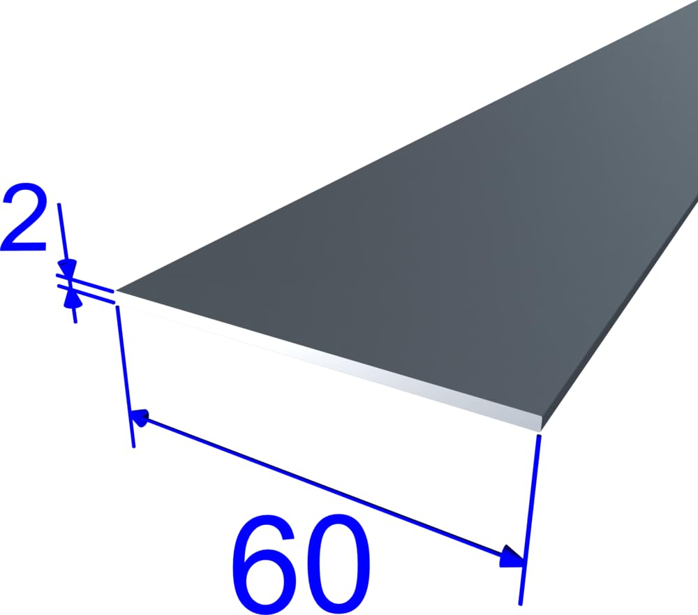 FaiX3.it - Perfil plano 60x2 mm de aluminio, lacado RAL 7016 "gris antracita" mate, longitud 2500 mm