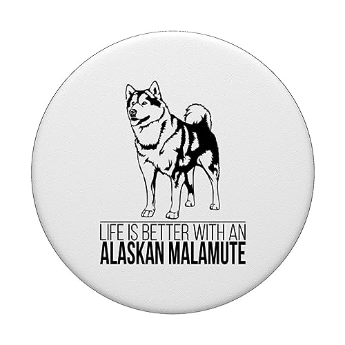 Life is Better with an Alaskan Malamute dog mom dog PopSockets Swappable PopGrip, Black - Image 3