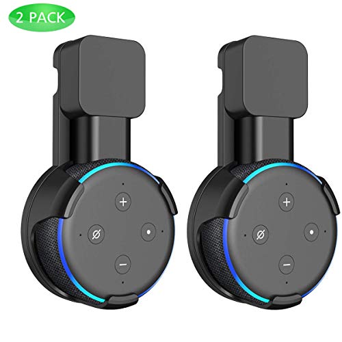 Soporte de Pared para Dot (3.ª Generación), Toolove 2 * Attacco per Dot 3rd Alexa Home Voice Assistants, Organizador de Cable Incorporado, Estuche Compacto en cocinas, baño y Dormitorio - Negro