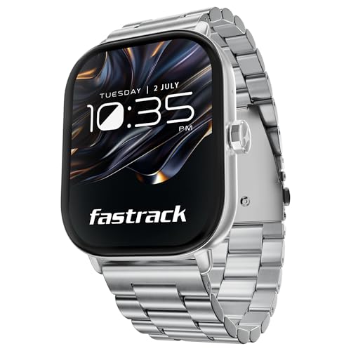 Image of Fastrack Radiant FX2 2.04 inch AMOLED Smart Watch with BT Calling, Voice Assistant, Functional Crown, Metal Alloy Case, 100+ Sports Modes, SpO2, AOD - Smartwatch for Men and Women (Silver)