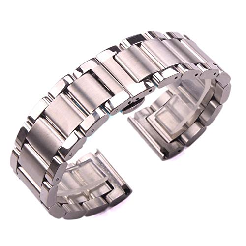 Bracelet de montre en acier inoxydable 316L massif argent pour montre classique
