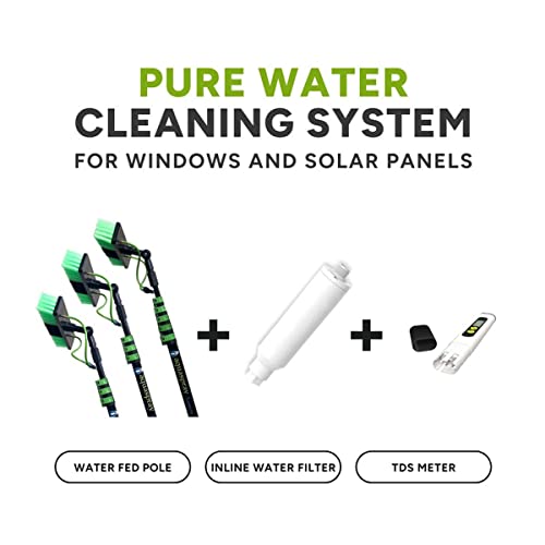 Equipmaxx 30 Foot (Long Reach) Solar Panel Cleaning Brush & Pole With Inline Deionized Water Filter System For Solar Panel And Window Cleaning Extendable Water Fed Pole Cleaning Kit #TOP1
