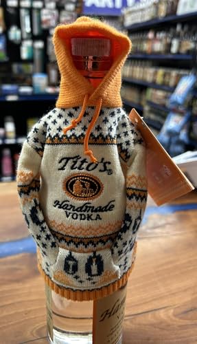 Tito's Vodka for Dog People Ugly Liquor Bottle Decoration Cream Gray & Orange