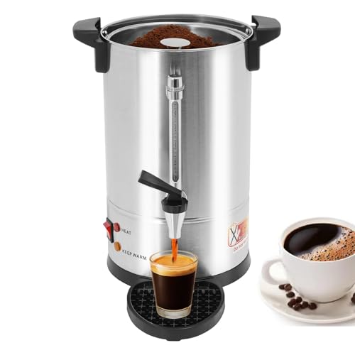8L/2.11 gal Commercial Coffee Urn, 950W Stainless Steel Hot Water Pot Urn Coffee Dispenser w/Water Collecting Tray, Large Coffee Maker for Restaurants, Conference Rooms, Lounges, Cafes?Hotel?Silver?