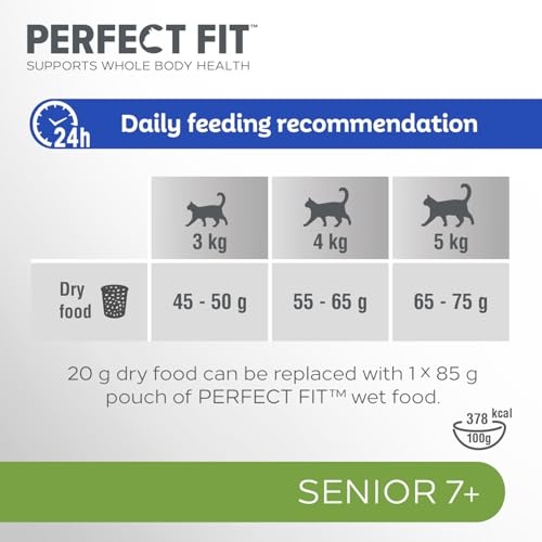 PERFECT FIT Senior Trockenfutter für ältere Katzen ab 7 Jahren - Huhn, 7 kg (1 Beutel)