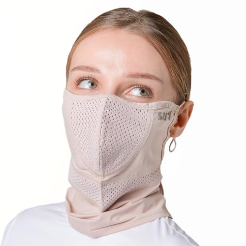 SUIGOLF KOREA (Type H) UV Sun Protection Balaclava Half Face Mask - for Hiking Running Cycling & Outdoor Sports (H-8 Beige Medium)