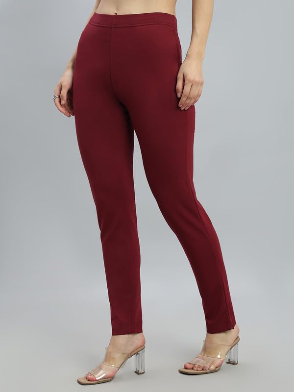 Image of GO COLORS Ponte Smart Kurti Pants Full Length for Women | Breathable, Mid Rise