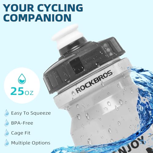 ROCKBROS Bike Water Bottle 20oz-25oz Squeeze Cycling Water Bottle BPA Free - image 2