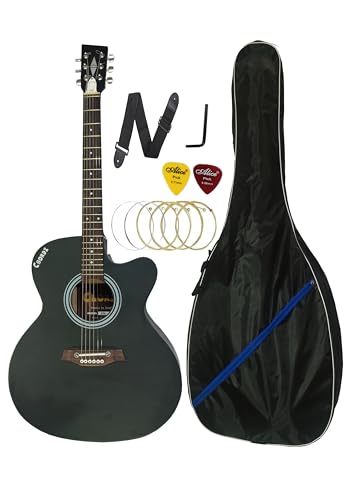 Image of CHORDZ Acoustic Guitar for Beginner with good guality Rosewood Black Matte
