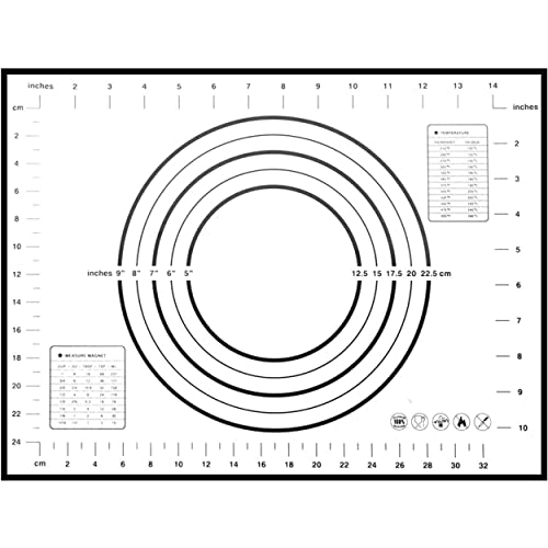 ENERGY 01 - 1 Tapis Patisserie Anti Adhesif Taille 30 x 40 cm, Tapis Silicone Patisserie avec Mesures Graduées , Tapis de Cuisson Siliconé jusqu'à 230°C Mesure pour Macaron, Biscuit, Pate (NOIR)