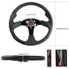AUTOXBERT 3PCS Racing Car Steering Wheel 350mm 14" PVC Leather Steering Wheel Drift Rally Sport Steering Wheels 6 Bolt with Horn Button Universal for Racing/Rally/Motorsport/Car Sim Driving