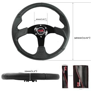 AUTOXBERT 3PCS Racing Car Steering Wheel 350mm 14" PVC Leather Steering Wheel Drift Rally Sport Steering Wheels 6 Bolt with Horn Button Universal for Racing/Rally/Motorsport/Car Sim Driving