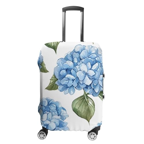 Blue Hydrangea Pattern Elastic Luggage Cover Suitcase Protector for 19-32 Inch Suitcases | Universal Stretchable Travel Bag Cover | Anti-Scratch, Washable with Zipper Closure S