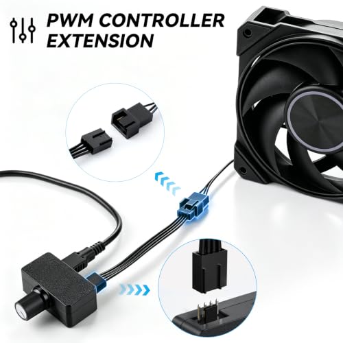 Image of 4 Pin PWM Fan Extension Cable Female to Female | PC Fan Extension Cable for CPU Coolers & PWM Fan Controllers - 10CM Black 4 Pack