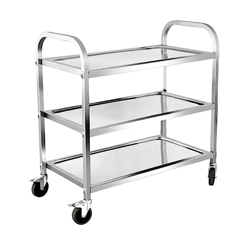 HUANGRUIHUA Carro Cocina Carro De Almacenamiento De Cocina De 3 Niveles con Ruedas Carro Rodante De Despensa De Alimentos Comercial De Acero Inoxidable Carro Cocina Ruedas